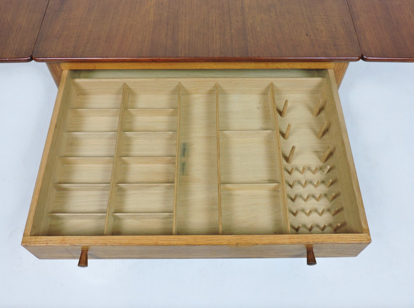 1950s Hans Wegner Danish Modern at-33 Teak and Oak Sewing Table