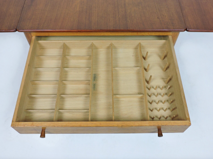 1950s Hans Wegner Danish Modern at-33 Teak and Oak Sewing Table