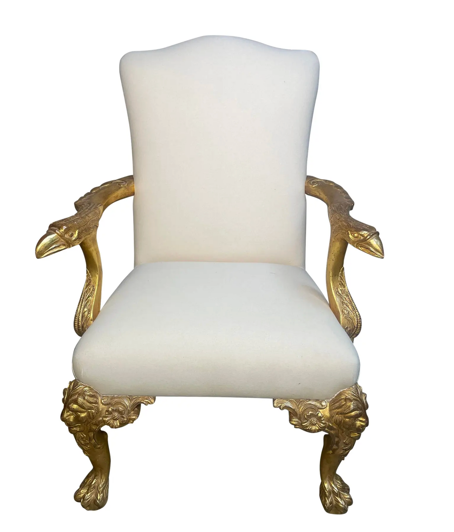 Refurbished Hand Carved Lion and Duck Chair