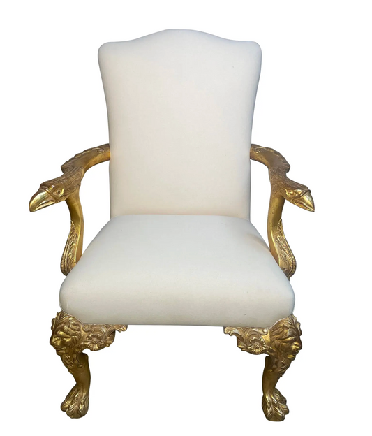 Refurbished Hand Carved Lion and Duck Chair