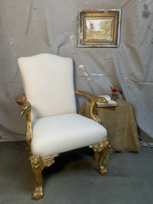 Refurbished Hand Carved Lion and Duck Chair