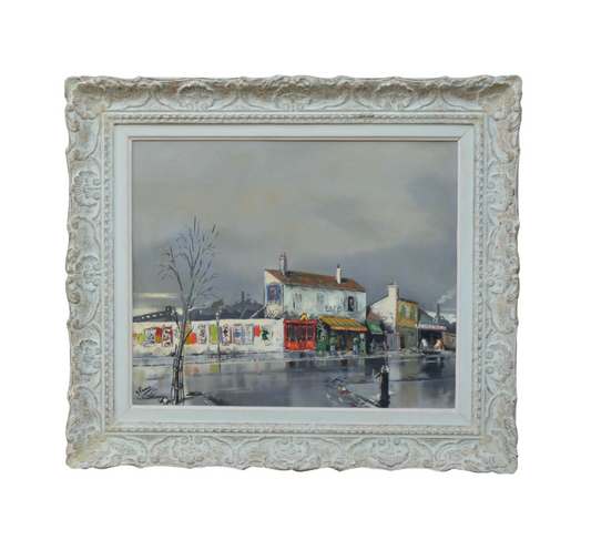 1950 Framed French Industrial Painting Signed Gabriel Marc Louis Ferro