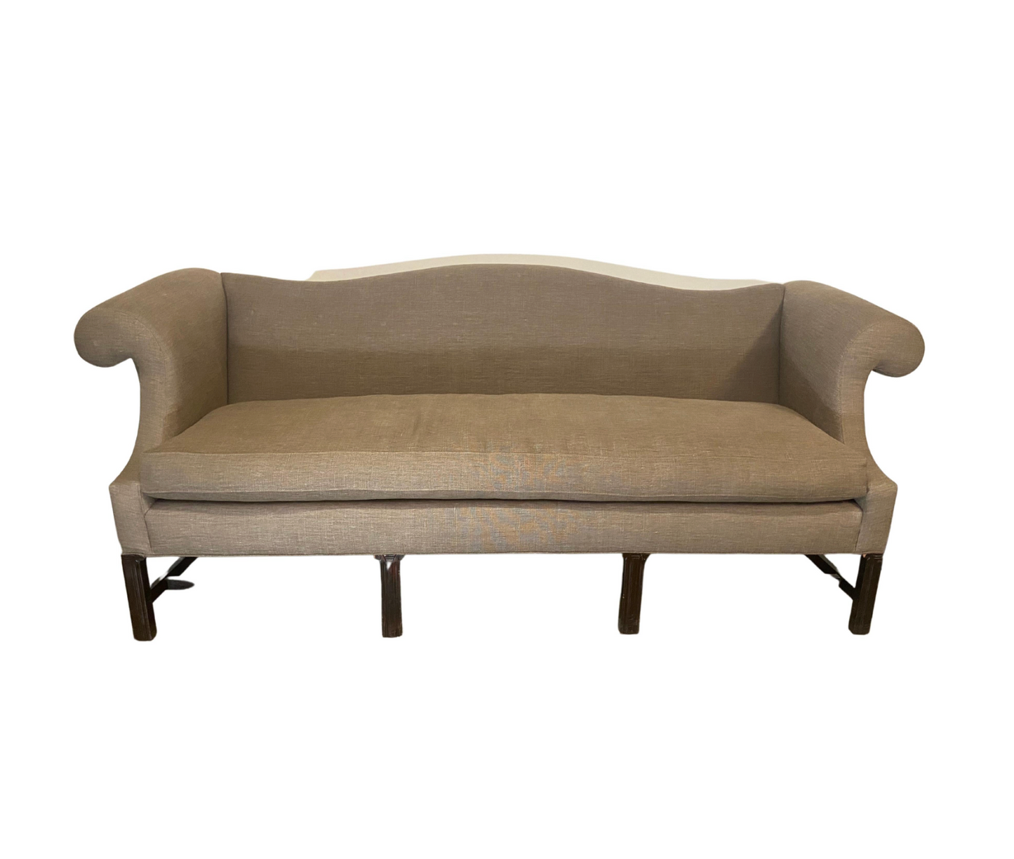 Vintage Chippendale Style Camelback Sofa