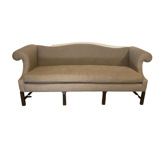 Vintage Chippendale Style Camelback Sofa
