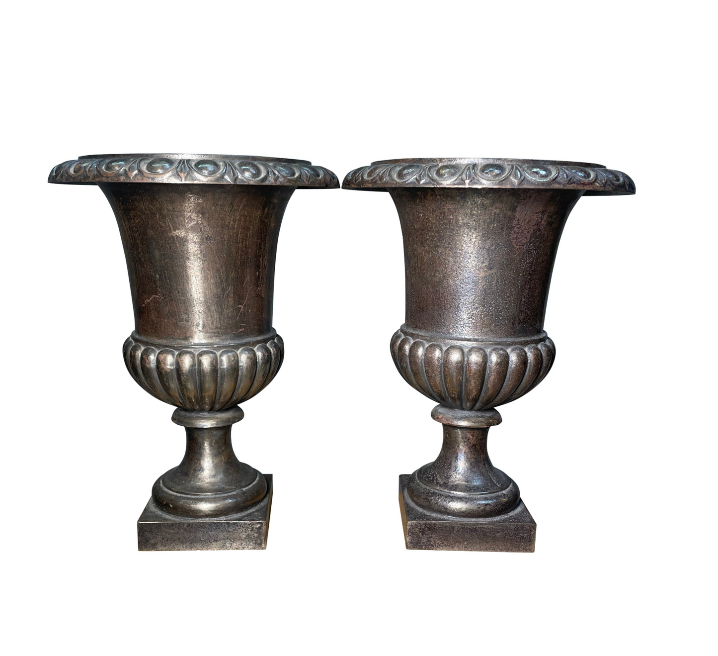 Pair of French 19th Century Wrought Iron Urns