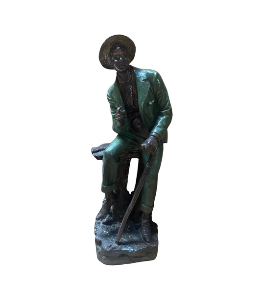 Signed Farnsworth Bronze Sculpture of Sitting Southern Gentleman