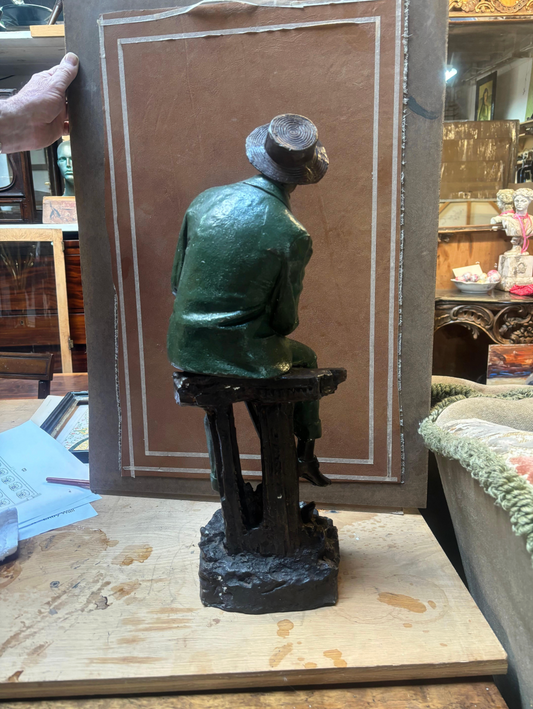Signed Farnsworth Bronze Sculpture of Sitting Southern Gentleman