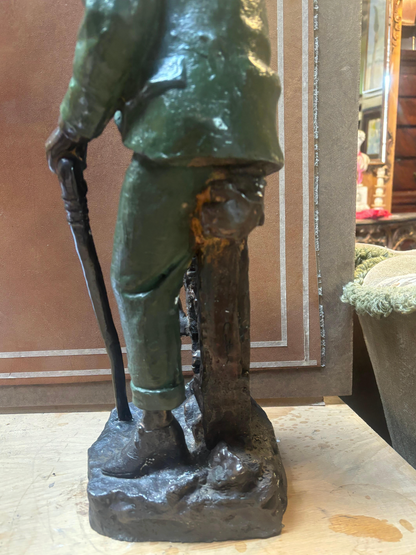 Signed Farnsworth Bronze Sculpture of Sitting Southern Gentleman