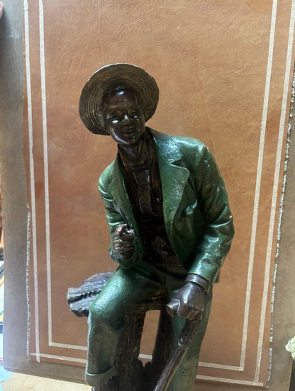Signed Farnsworth Bronze Sculpture of Sitting Southern Gentleman