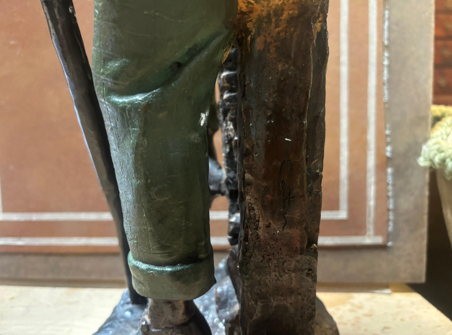 Signed Farnsworth Bronze Sculpture of Sitting Southern Gentleman