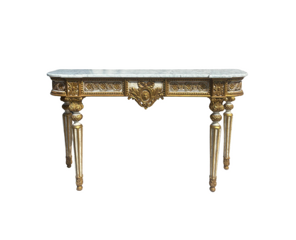 Antique Gilded Console Table With Marble Top