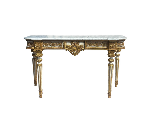 Antique Gilded Console Table With Marble Top