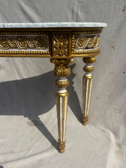 Antique Gilded Console Table With Marble Top