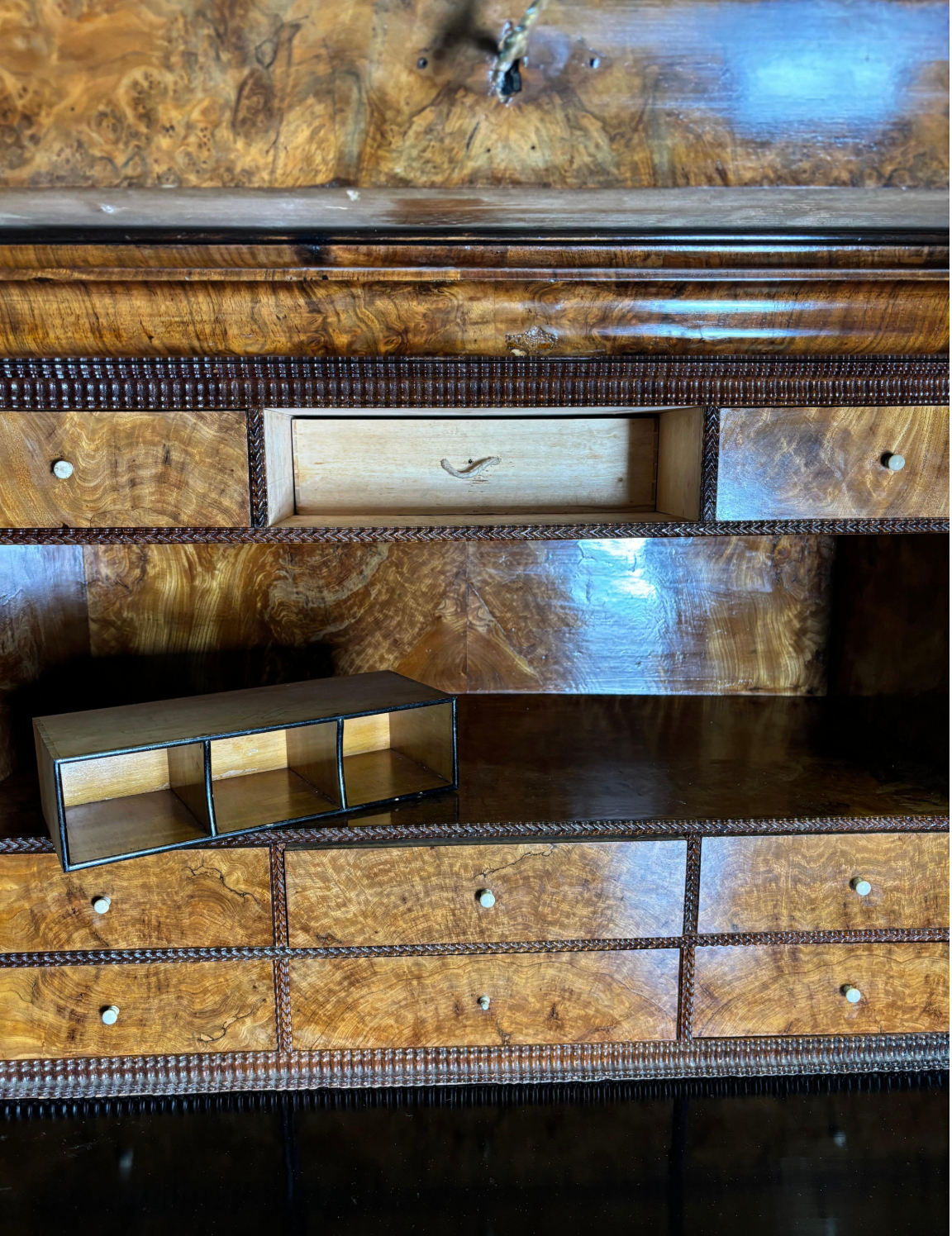 Mid 19th Century Walnut and Mahogany Secretaire