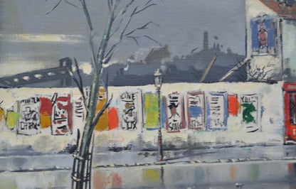 1950 Framed French Industrial Painting Signed Gabriel Marc Louis Ferro