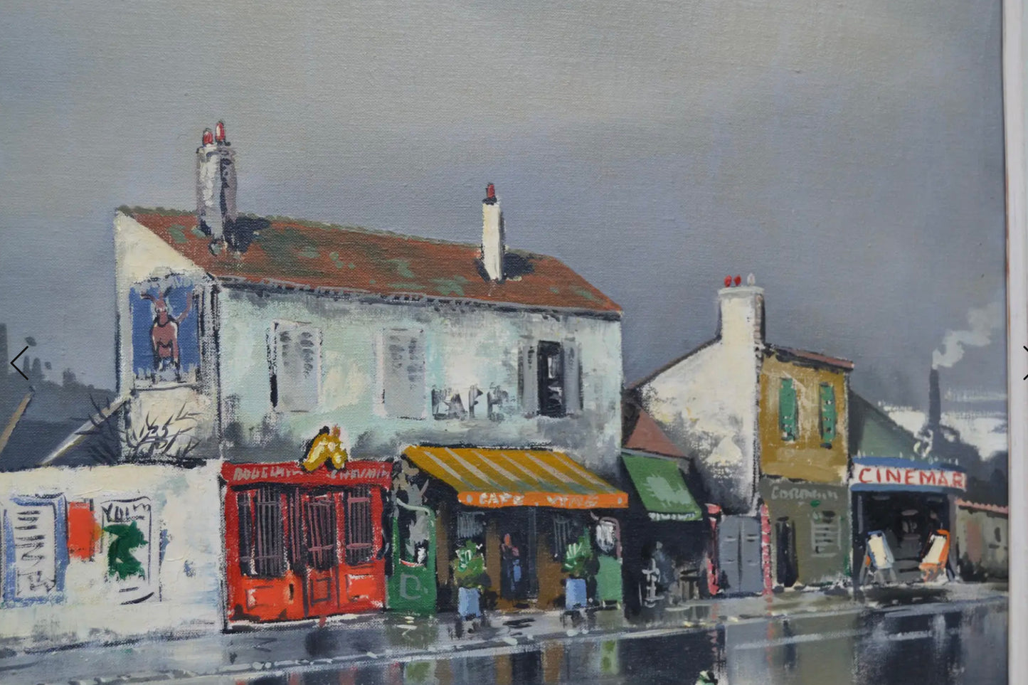 1950 Framed French Industrial Painting Signed Gabriel Marc Louis Ferro