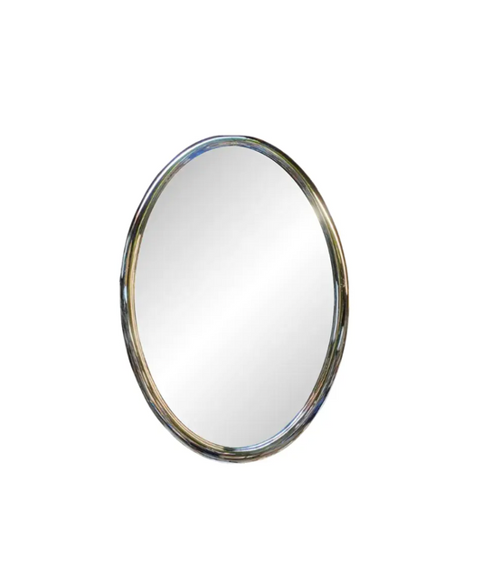 Futuristic Chrome Oval Wall Mirror