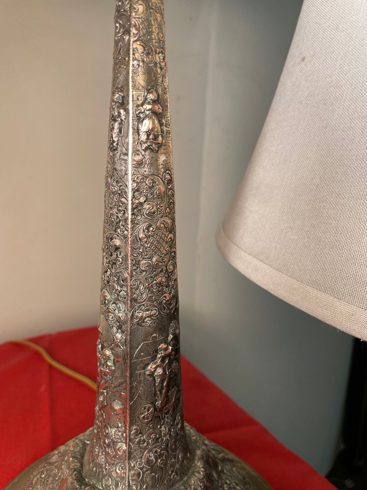 Pair of Hand Hammered Silver Lamps