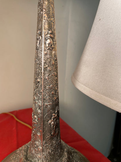 Pair of Hand Hammered Silver Lamps