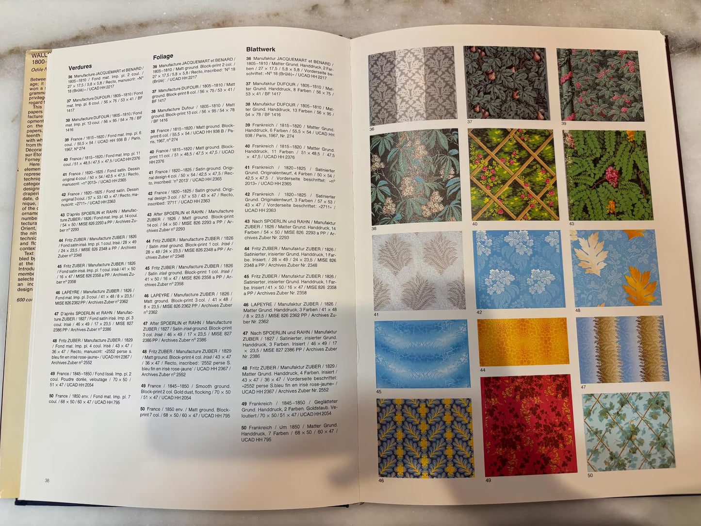 Vintage hardcover book 'Wallpapers of France', 1800-1850 by Odile Nouvel