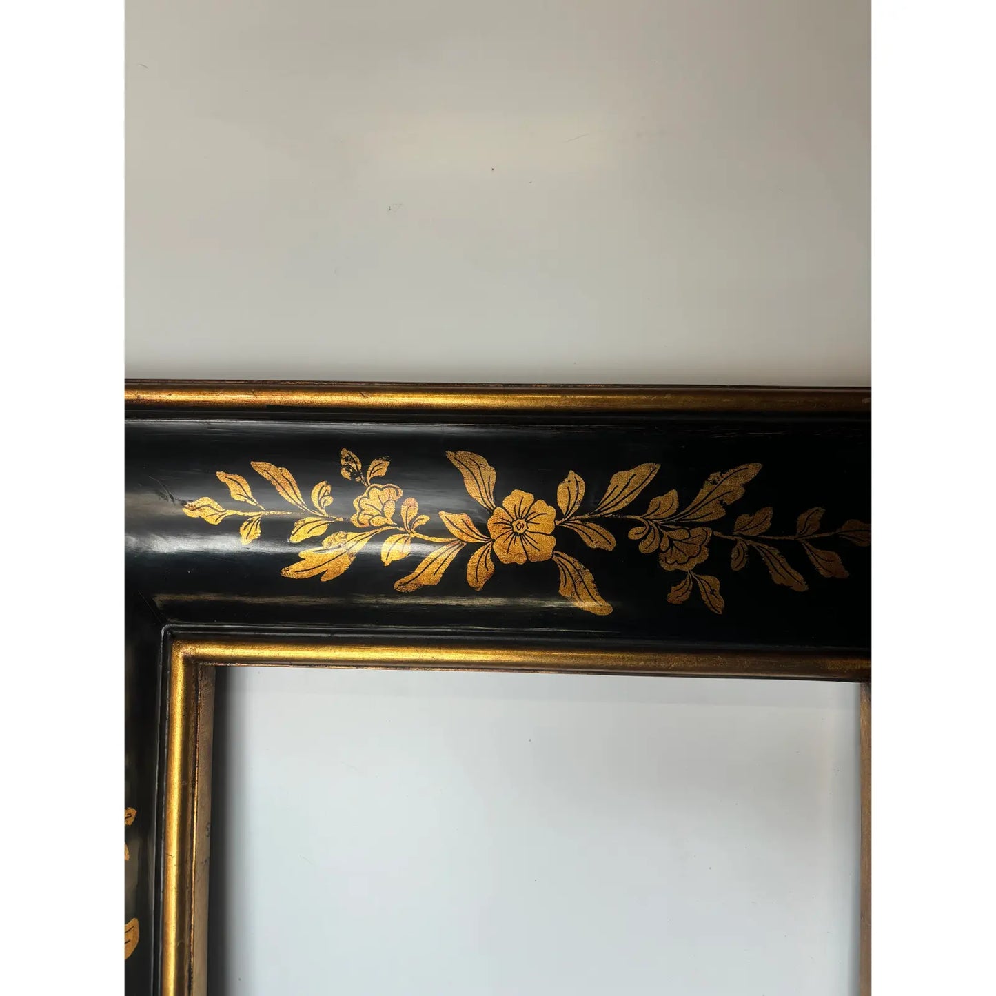 Black Chinoiserie Square Frame w/Floral Details