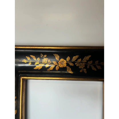 Black Chinoiserie Square Frame w/Floral Details