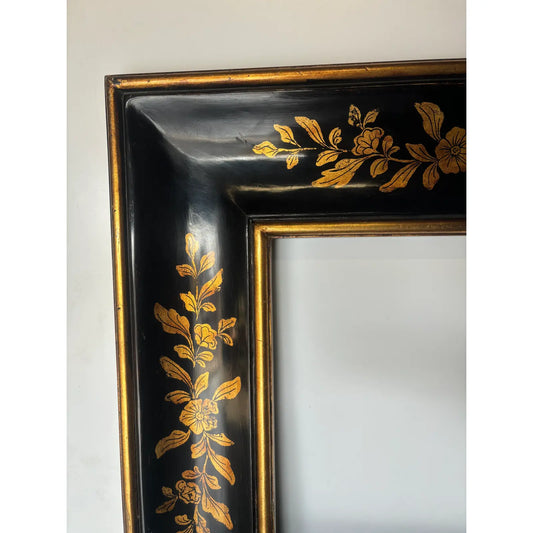 Black Chinoiserie Square Frame w/Floral Details
