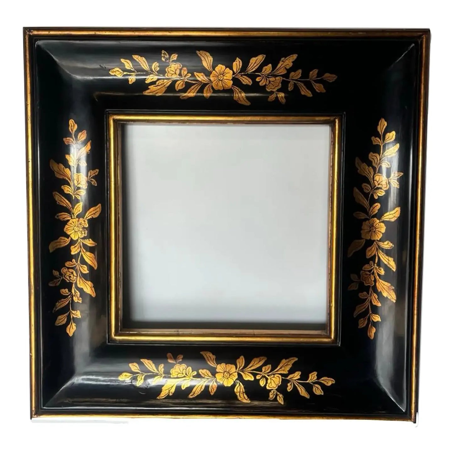 Black Chinoiserie Square Frame w/Floral Details