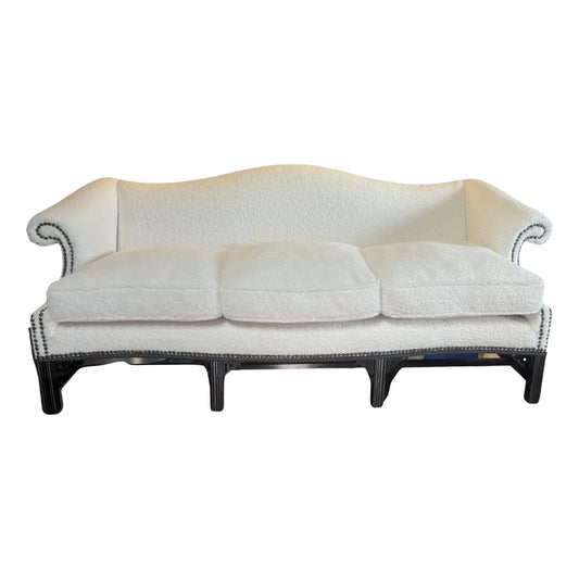 Classical Federal Carved Camel Back Boucle Sofa