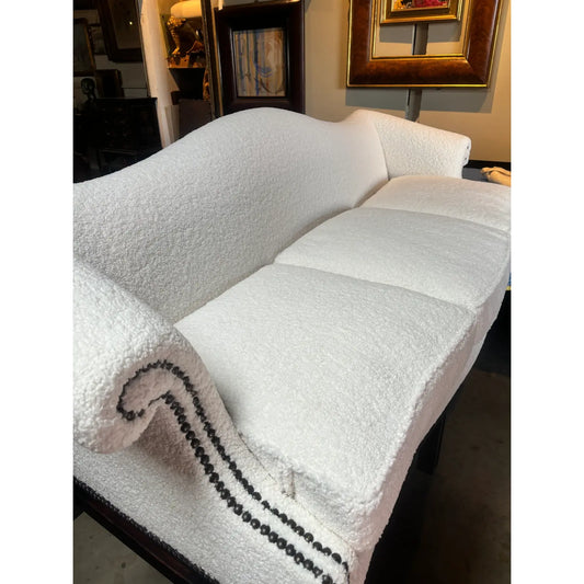 Classical Federal Carved Camel Back Boucle Sofa