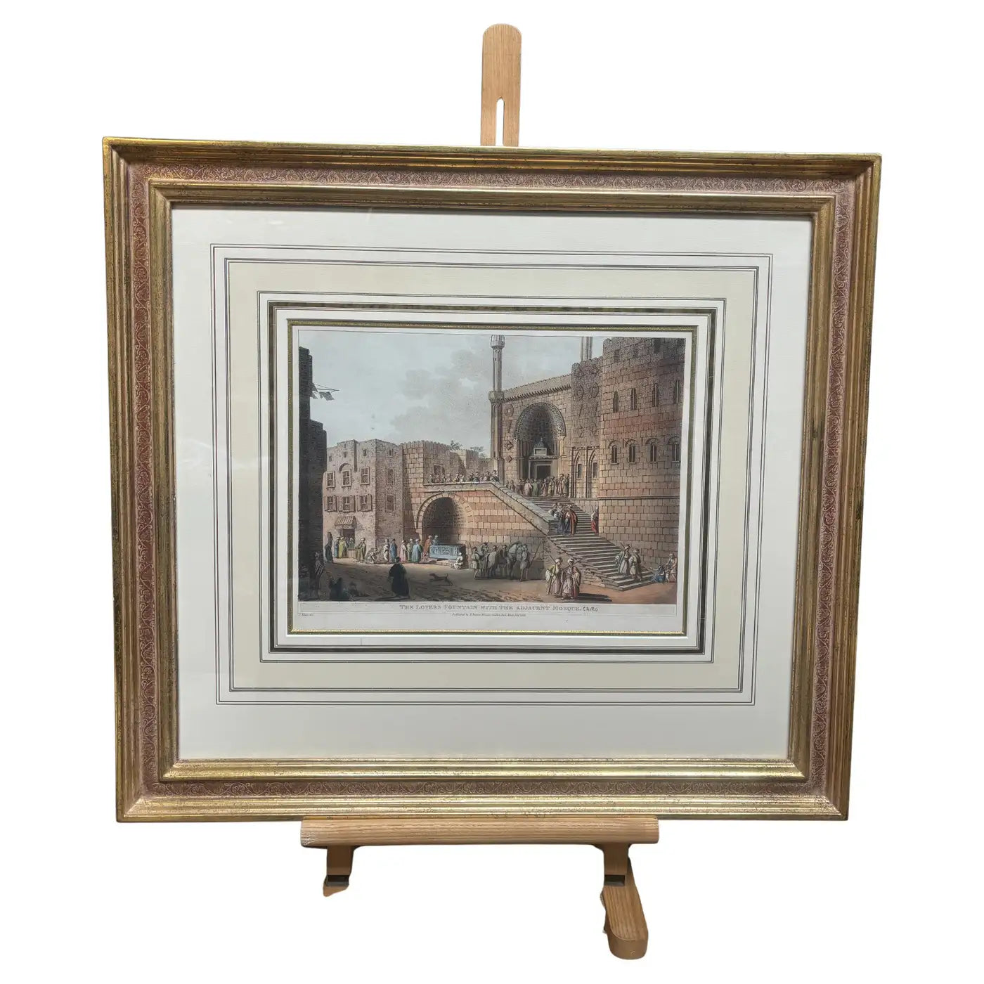 Luigi Mayer - "The Lovers Fountain with the Adjacent Mosque" with Gold Frame