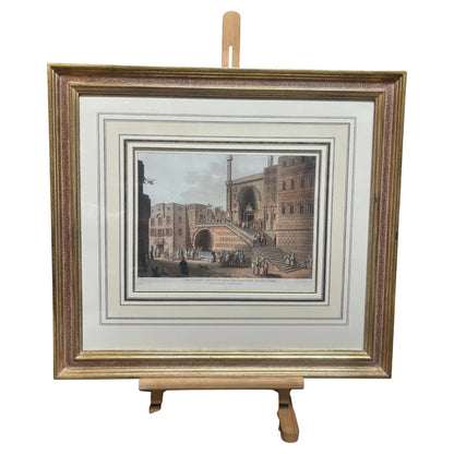 Luigi Mayer - "The Lovers Fountain with the Adjacent Mosque" with Gold Frame