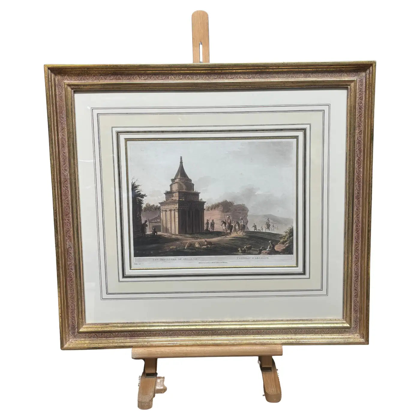 Luigi Mayer - "Tomb of Absalom in Jerusalem, 1831" with Gold Frame