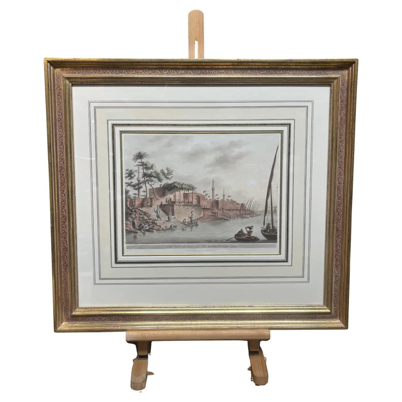 Luigi Mayer - "The Town of Foua, Banks of Nile, 1839" with Gold Frame