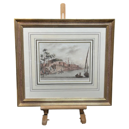 Luigi Mayer - "The Town of Foua, Banks of Nile, 1839" with Gold Frame