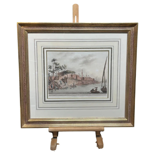 Luigi Mayer - "The Town of Foua, Banks of Nile, 1839" with Gold Frame