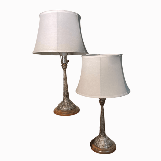 Pair of Hand Hammered Silver Lamps