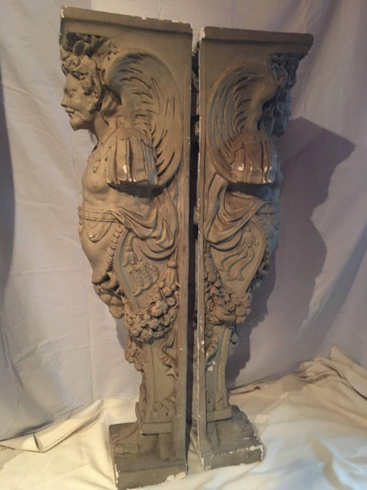 19th Century Pair of Plaster Mantle Fireguards