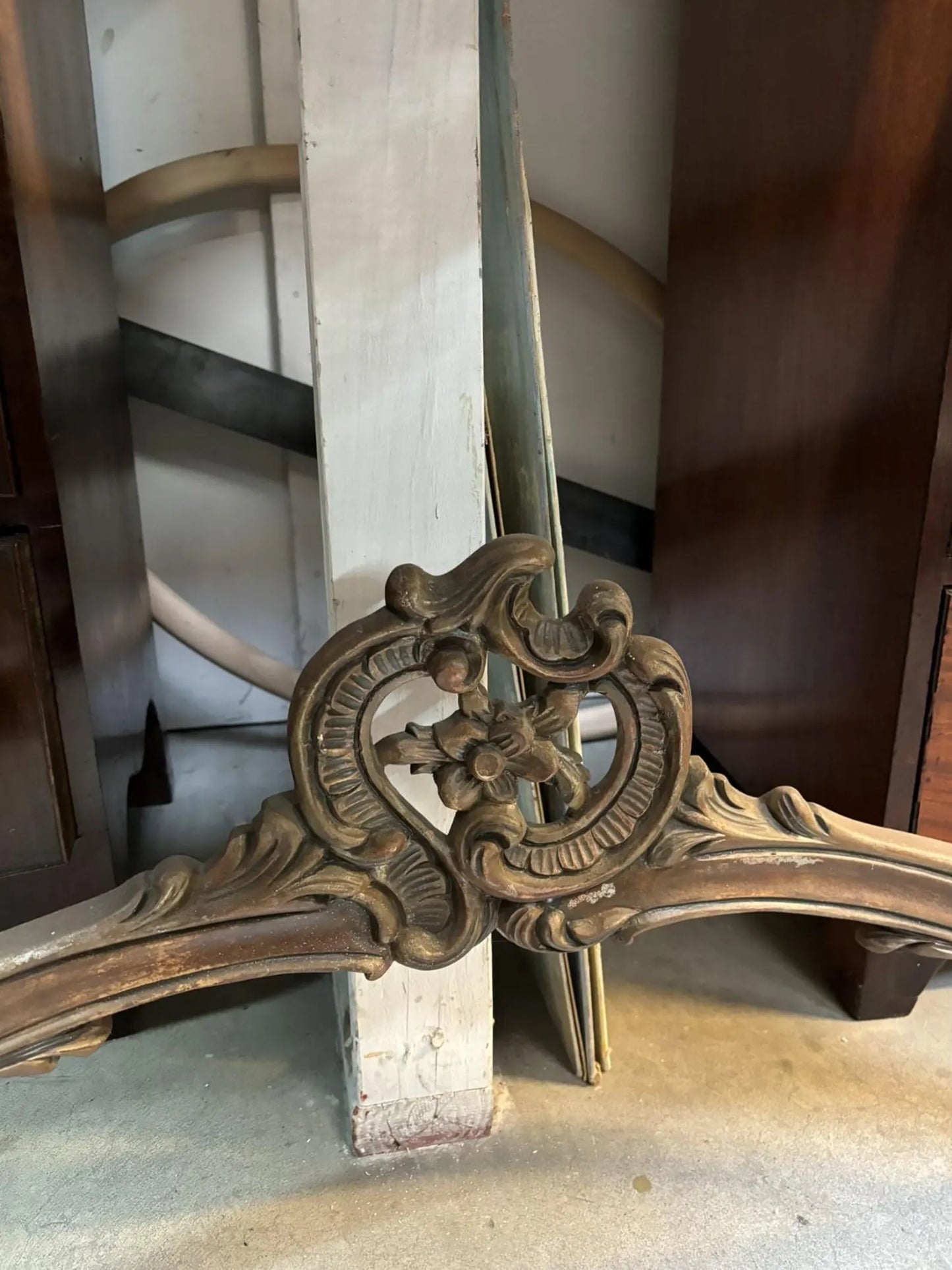 Hand-Carved Indonesian Bronze Console Table w/ Black Stone Top