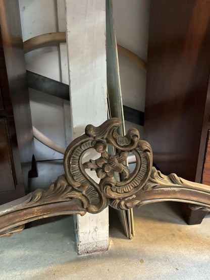 Hand-Carved Indonesian Bronze Console Table w/ Black Stone Top