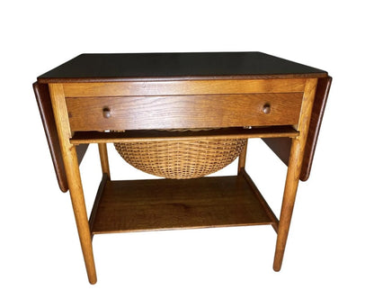 1950s Hans Wegner Danish Modern at-33 Teak and Oak Sewing Table