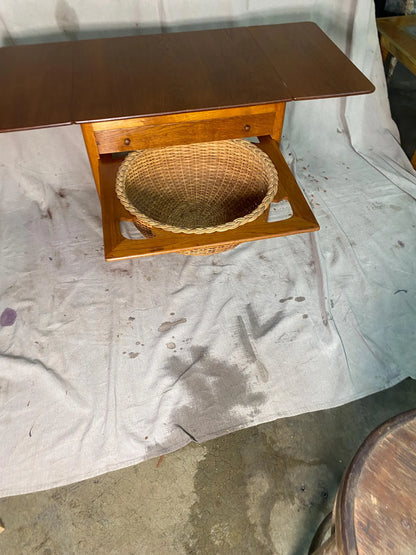 1950s Hans Wegner Danish Modern at-33 Teak and Oak Sewing Table
