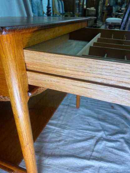 1950s Hans Wegner Danish Modern at-33 Teak and Oak Sewing Table