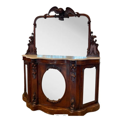 Irish Victorian Burl Walnut Credenza