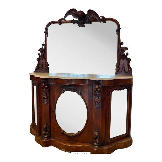 Irish Victorian Burl Walnut Credenza