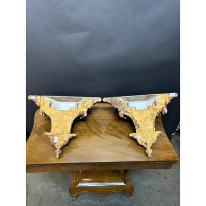 Pair of Italian Neoclassical Giltwood Style Bracket Shelves